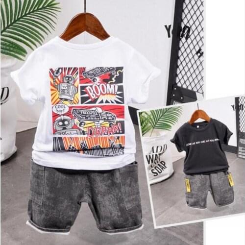 Boys Clothes Set 2-7Years Fashion Summer Toddler Baby Kids Boy Cartoon Tops T-Shirt Short Pants Outfit Set