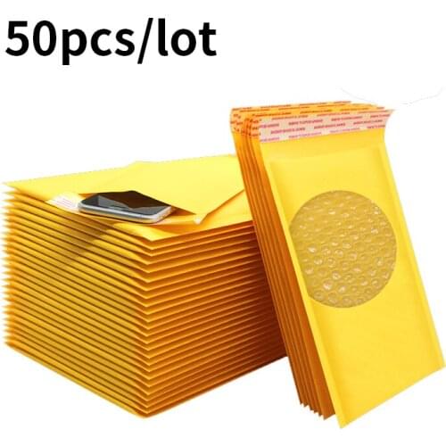 50pcs bubble mailer Kraft Paper Bubble Envelopes Bags Mailers Padded Shipping Envelope With Bubble Mailing Bag Drop Sh