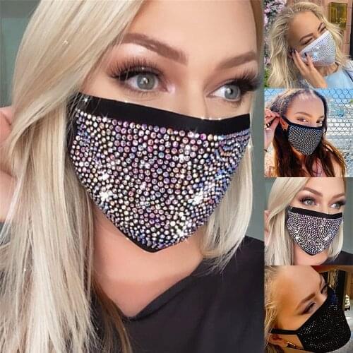 2020 New Women Rhinestone Mask Jewelry Diamond Crytal Decoration Jewelry Facemask Fashion Sexy Glitter Party Show Mouth Mask