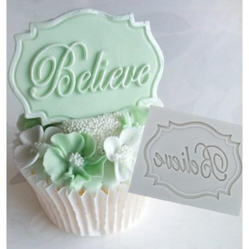 Believe Mini Plaque Mould Fondant Cake Decorating Tools Silicone Molds Sugarcraft Chocolate Baking Tools for Cakes Gumpaste Form