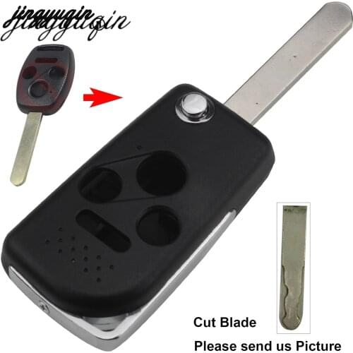 Jingyuqin Modified 4 Buttons Remote Key Shell Cover Styling Case For Honda ACCORD CRV CIVIC Fob Cover Cut/Uncut Blade Optional