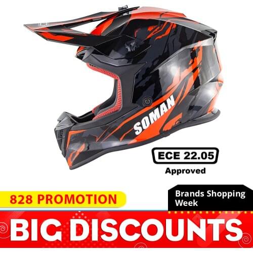 SOMAN Motorcycle Helmet Off-road Full Face Helmet Motocross Mens Adventure Downhill DH Racing Casco Moto Helmet ECE Approved