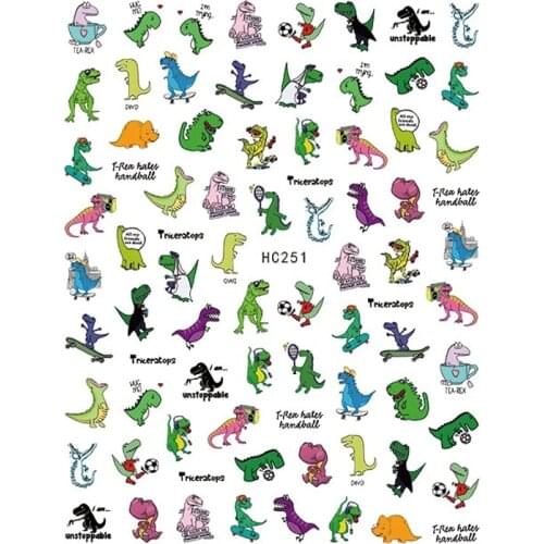 10PCS Dinosaur and Panda Nail Sticker Ant Giraffe Kitten Animal Nail Sticker Adhesive Transfer Decorative Accessories Sticker