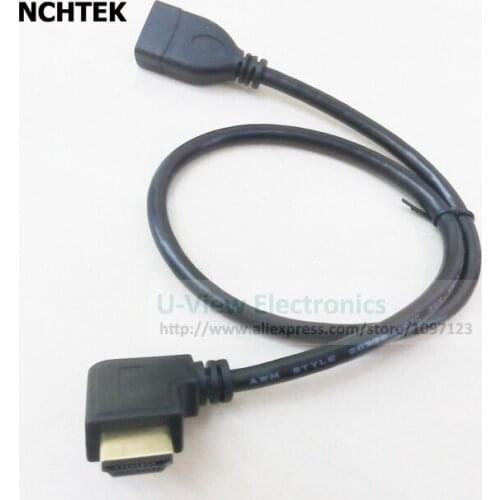 NCHTEK Left Angled 90 Degree Connector HDMI1.4 Type A Male to A Female Extension Cable About 50CM/Free DHL Shipping/100PCS