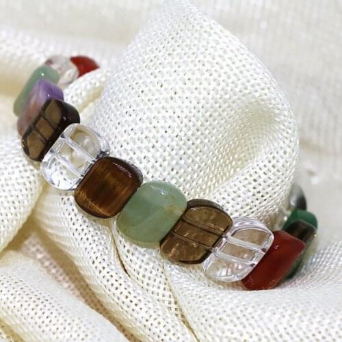 Wholesale price top quality natural mix-stone beads 10*15mm charming women fashion vintage bracelet jewelry 7.5inch B1692