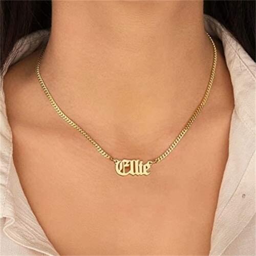 Noelia Custom Name Necklace Stainless Steel Custom Necklaces Personalized Cuban Chain Necklace for Women Girls Mom Gift