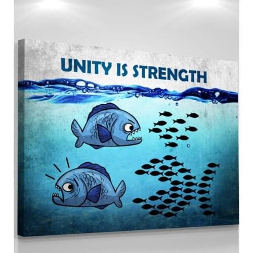 Prints Painting Modular Cartoon Fish Blue Pictures Canvas Sea Letters Cute Wall Art Home Decor Modern Bedside Background Poster