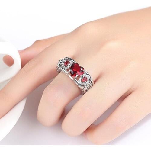 Popular Couple Romantic Couple Ring Fashion Jewelry heart Ring Wedding love Gift Peach Lover red Anniversary Set K1B8