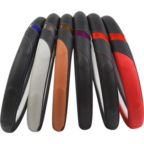 QFHETJIE 37-38CM Four Seasons Universal Embossed Car Steering Wheel Cover Anti-skid Wear-resistant Car Handle Cover