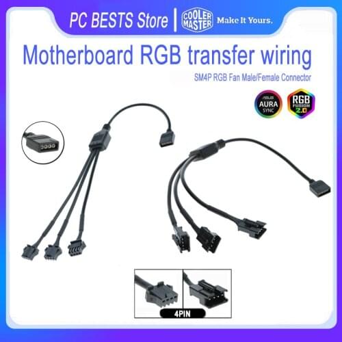 4PIN 1to1/2/3/4 Computer Motherboard Splitter Convert Cable SM4P RGB fan Adapter Male/Female Connector