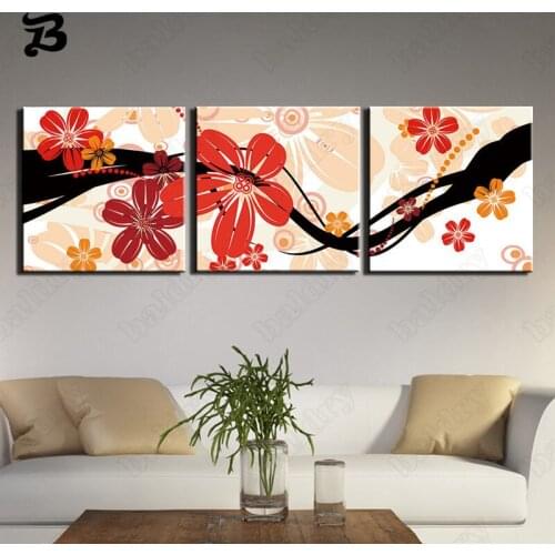 Flowers 3 Panels Canvas Painting Wall Art Posters and Prints No Framed Colorful Flowers Wall Pictures for Living Room Decoration