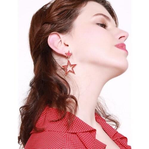 Earrings For Women 4 Set Enamel Blue Red Hollow Star Heart Drop Earrings Chic Concise Compact Young Fashionable Jewelry Making