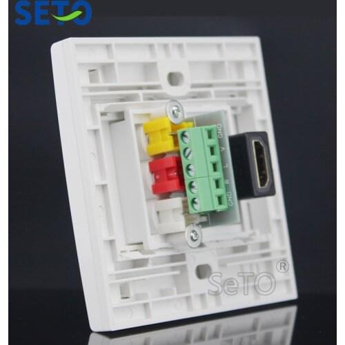 SeTo 86 Type Single Port RCA AV Audio + HDMI Panel Wall Plate Socket Keystone Faceplate
