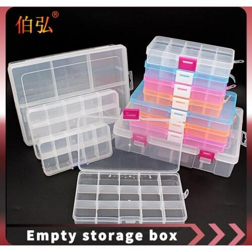 10/15Grids Plastic Box Adjustable Jewelry Box Beads Pills Nail Art Storage Box Organizer for office housekeeping organization