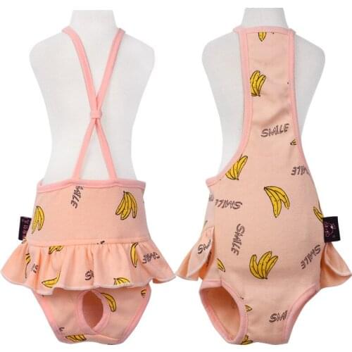 Dog Strap Physiology Pants Teddy Female Dog Menstrual Pants Safety Pants Anti-harassment Banana pattern Pink Green S-XL