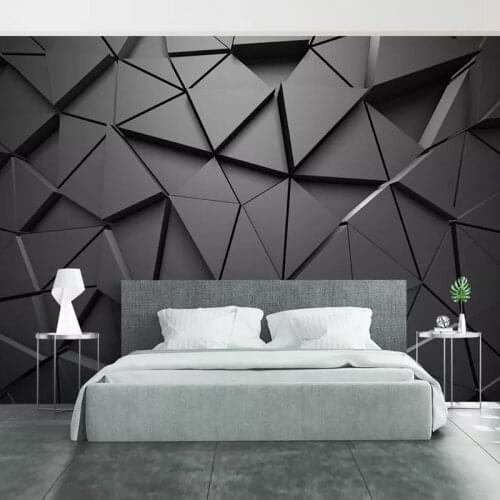 Modern Abstract Art Wallpaper 3D Stereo Black Geometric Pattern Photo Wall Murals Living Room Bedroom Background Wall Paintings