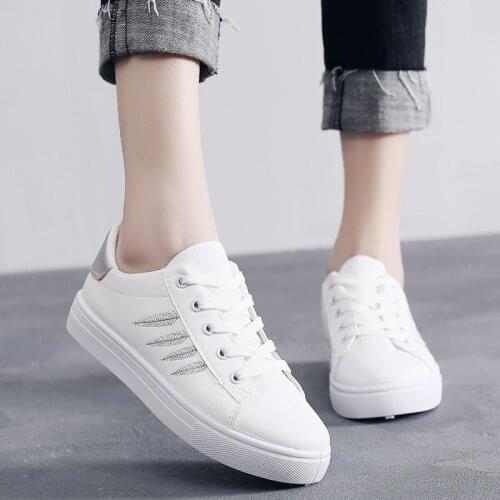 Women Casual Shoes New Spring Woman Shoes Fashion White Sneakers Breathable Lace-Up Women Sneakers Flats Shoes