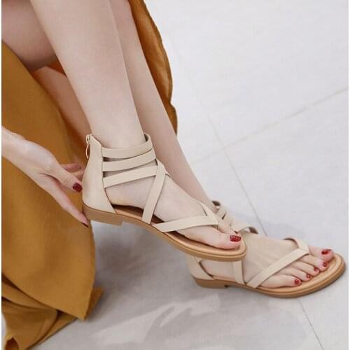 WomenS Summer Shoes 2021 New Fashion Sandals Female Dress For Woman Flip Flops Flat Leather Sandals 35 36 37 38 39 40 41 42