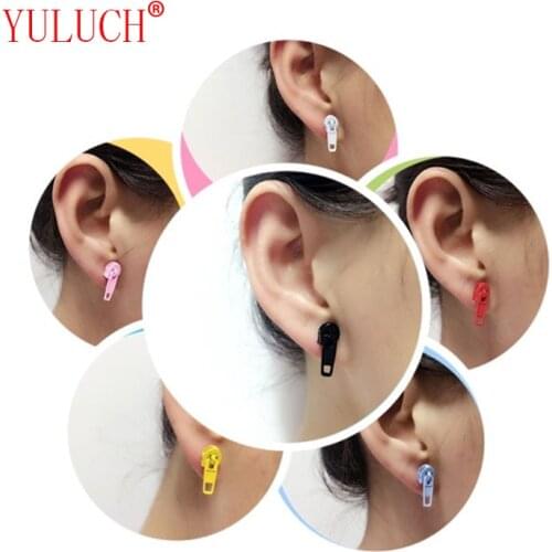 YULUCH Exaggerated pop jewelry accessories zinc alloy 6-color zipper clasp earrings for womens special gifts