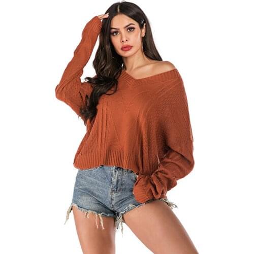 Womens Oversized Sweater Autumn Winter Ladies Long Sleeve V-neck Casual Oversize Fashion Knitted Shirts