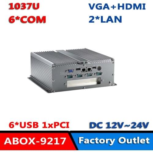 1037U 6*RS232 Fanless Embedded MINI BOX PC With 1*PCI