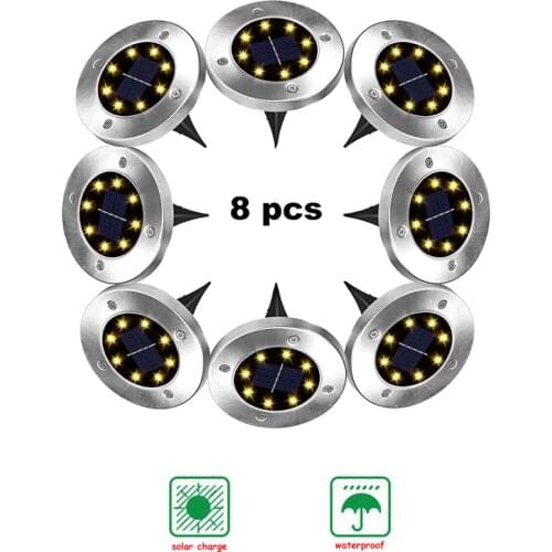 2-8pcs 8 led Ground Light Solar Powered Garden Landscape Lawn Lamp Buried Light Outdoor Road Stairs Decking light With light Sen