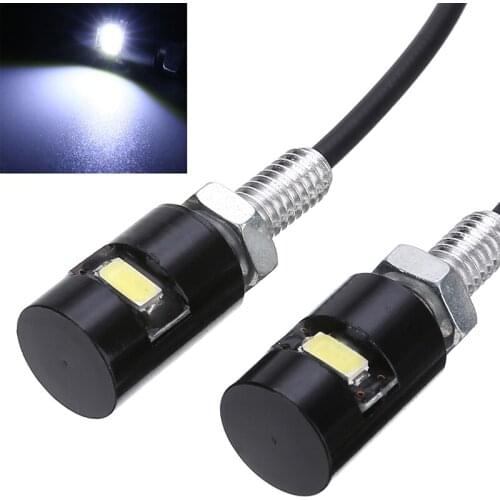 2pcs 12V LED Motorcycle Car Rear Side License Plate Screw Bolt Light Lamp Black 2 Wires Super Bright Bulb