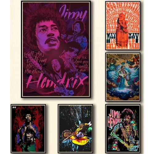 51 Designs Jimi Hendrix Whitepaper Poster Alternative Abstract Art Painting Funny Wall Sticker for Coffee House Bar