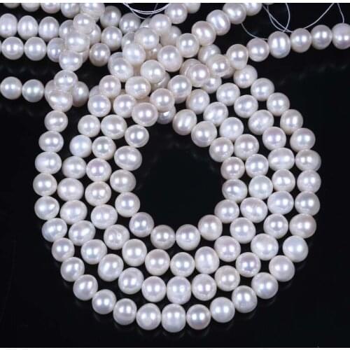 8-9mm AA Grade white egg shape loose pearl strand