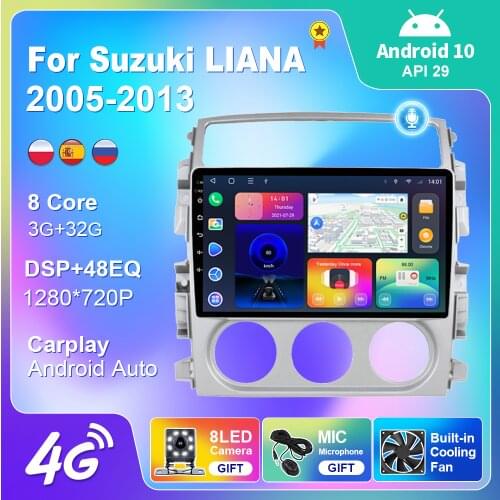 Stereo Navigation For Suzuki LIANA 2005-2013 2 Din Car Radio GPS Multimedia Carplay WiFi 4G IPS Android 10 Mcrophone Camera CD