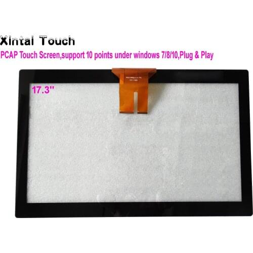 Free shipping! 17.3 inch real 10 points capacitive touch screen overlay kit, 17.3"multi touch screen panel with EETI controller