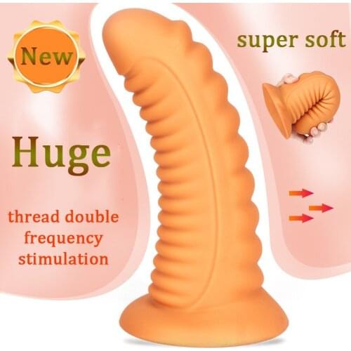 BIg super soft huge anal plug special shape large toy anal dilator thread double frequency stimulation sex products for menwomen