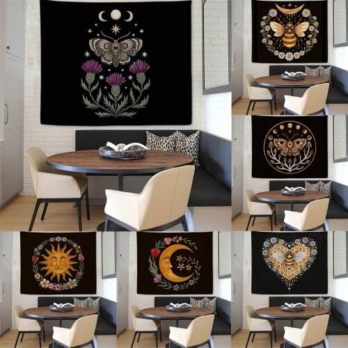 Black Tapestry Nordic Witchcraft Tapestry Wall Hanging Boho Decor Wall Art Decor Christmas Decoration for Home Decor Wall Cloth