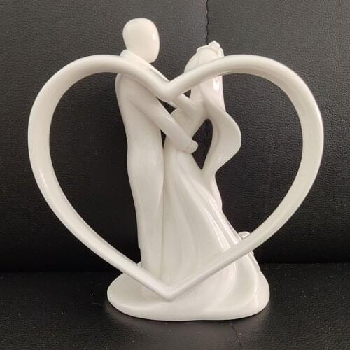 2pcs/Lot Wedding Decor Dancing Bride and Groom Heart Figurine Shine Ceramic Wedding Cake Topper Silhouette Romantic Topper