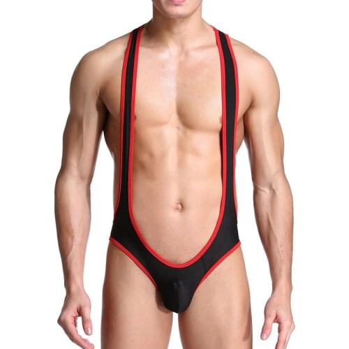 Gay Bodysuits Mesh Breathable Undershirts Jockstrap Wrestling Singlet Men Bodywear Sexy Jumpsuits Lingerie Open Butt Underwear