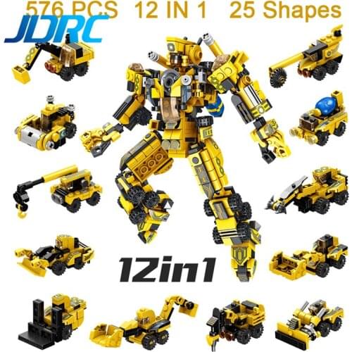 576PCS Boy Childrens Building Blocks Set Truck Car Toys Kids Robot Bricks ChildINGLYS Educational Toys Mini engineering vehicle