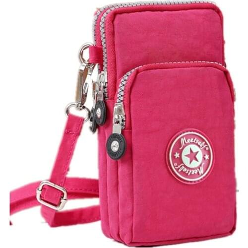 Small Messenger Mobile Phone Bag Purse Wrist Bags Canvas Hanging Neck Bag