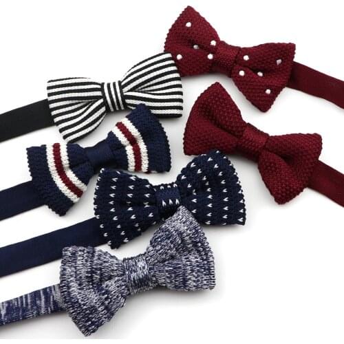 Fashion Single Deck Children Solid Color Bowknot Lovely Knit Bowtie Adjustable Neckwear Designer Knitting Kid Butterfly Bow Tie