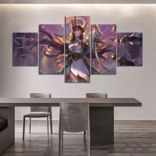 5 Pcs League of Legends Irelia Game Anime Modular Posters Wall Art Pictures Home Decor Canvas Paintings Living Room Accessories