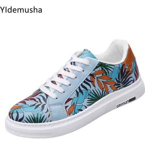 Spring Autumn Printed Sneakers Mens Shoes Mens Casual Shoes Fashion Sneakers Street Man Flat Shoes Footwear zapatos de hombre