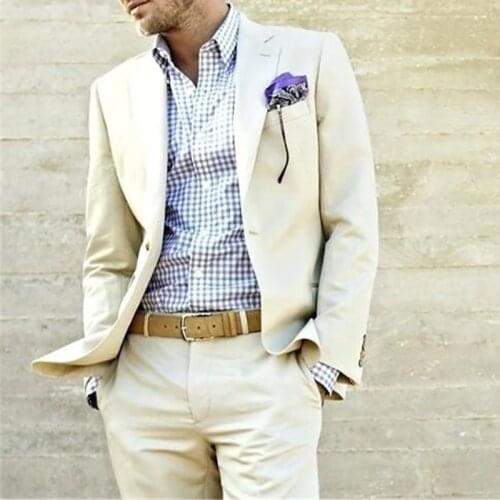 2020 Custom Made Mens Suits Slim Fit Two PCs Groomsmen Wedding Tuxedos For Men Peak Lapel Formal Prom Suit (Jacket+Long Pant)