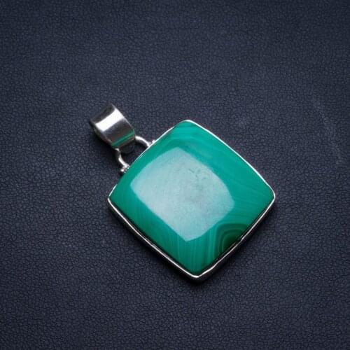 Natural Malachite Handmade Indian 925 Sterling Silver Pendant 1 1/2" U0352