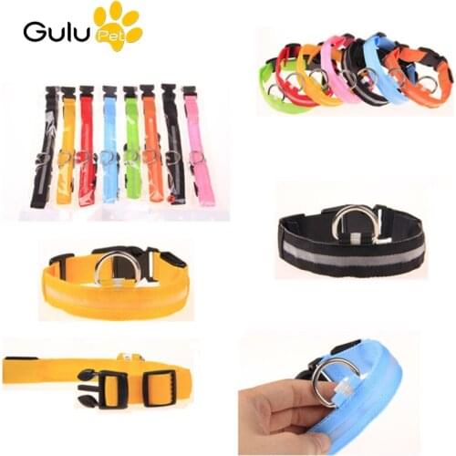 Nylon Pet LED Light Collar Luminous Fluorescent Dog Glow In The Dark USB Charging Puppy Leash