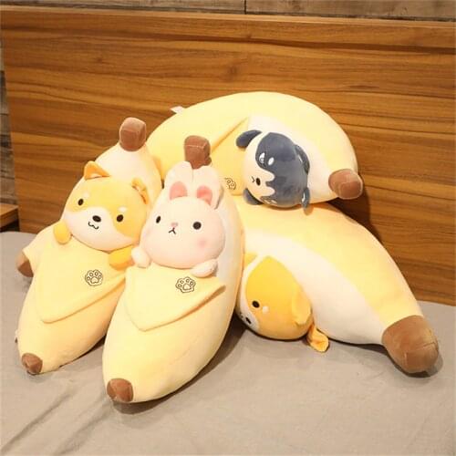 New Huggable Cute Soft Plush Fruits Toy Yellow Banana Plush Plants Toys Banana Pillows For Home Bed Baby Kids Birthday Gifts