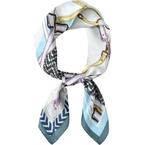 2021 Square Silk Scarf Women Fashion Print Small Neck Scarfs Office Lady Hair Band Foulard Hand Kerchief Female Bandana Shawl