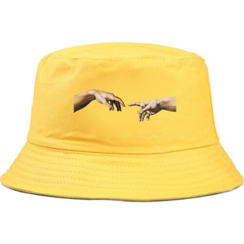 Panama Bucket Hat Men Women MICHELANGELO Funny Print summer Hat Hip Hop Fishing Fisherman Hat FOR BOY GIRLS
