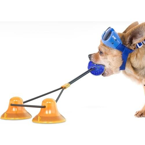 Dog Double Suction Cup Push TPR Chew Toys Ropes Dog Tooth Cleaning Chewing Playing IQ Treat Toys Cleaning Tooth Food Dispenser