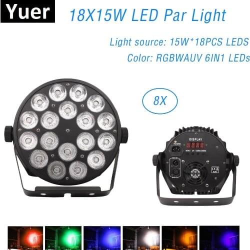 18X15W RGBWA-UV 6IN1 LED Par Lights Aluminum Alloy Par Cans Disco Party Bar Events Dj Projector Wash Lighting Stage Light Effect
