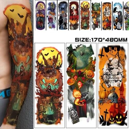 Waterproof Temporary Tattoo Sticker Full Arm Large Size Arm Tatoo Flash Fake Tattoos Sleeve for Men Women Girl