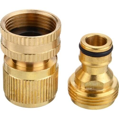 High Quality Brass Quick Connector 3/4" Brass Fitting Garden Hose Tap Water Adaptor Quick Coupling Connector